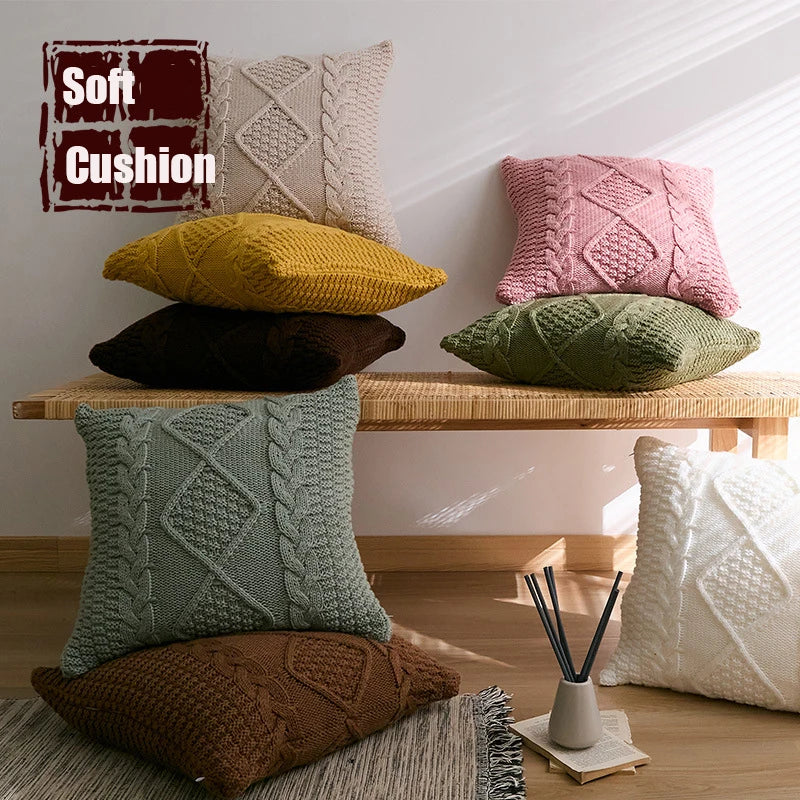DecorBites™ Knitted Rhombus Pillowcase: Super Soft Throw Pillow Cover for Home Decor