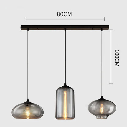 DecorBites™ Gray Glass Pendant Light for Bar Stair Dining Room E27 Edison Lamp Lighting
