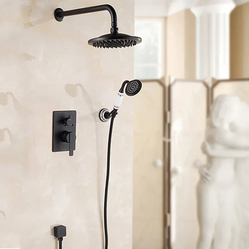 نظام دش مطري للحمام مُثبت على الحائط باللون الأسود العتيق من DecorBites™