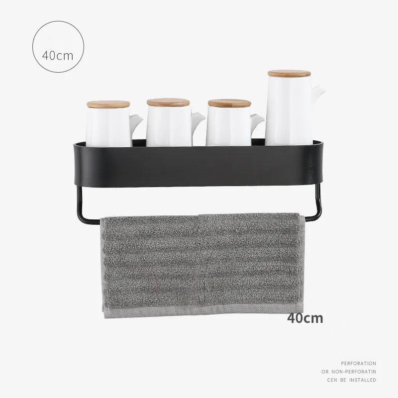 رف حمام من الألومنيوم من DecorBites™ مع قضيب مناشف لتنظيم الحمام/الدش