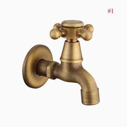 صنبور حمام سباحة صغير من DecorBites™‎ من النحاس العتيق يُثبت على الحائط مزود ببابين