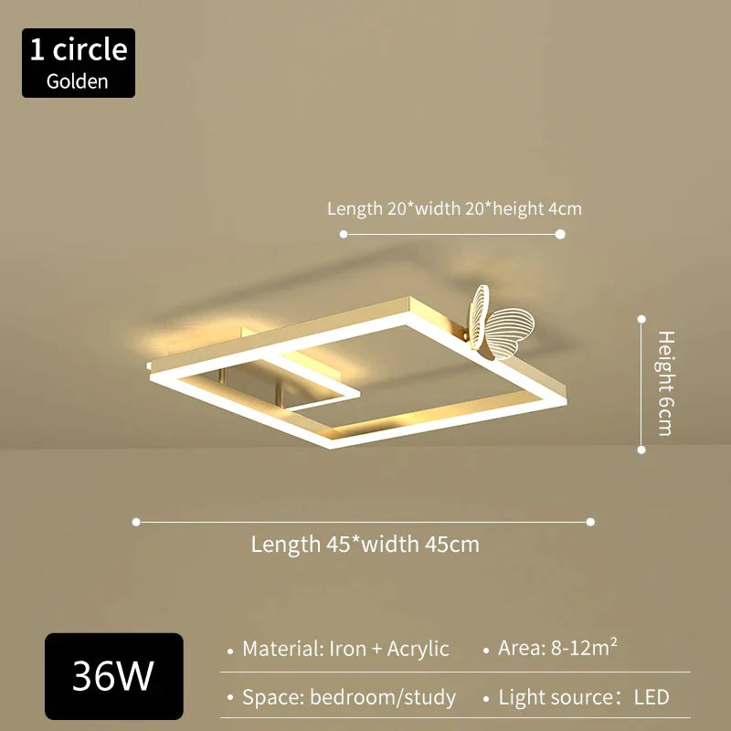 DecorBites™ Butterfly Ceiling Lamp: Modern Rectangular Living Room Light for Master Bedroom