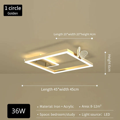 DecorBites™ Butterfly Ceiling Lamp: Modern Rectangular Living Room Light for Master Bedroom
