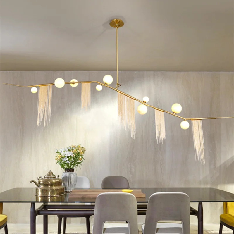 Chandelier de Burbujas Doradas Decorbites™ G9 LED con Borlas para Iluminación de Isla de Cocina