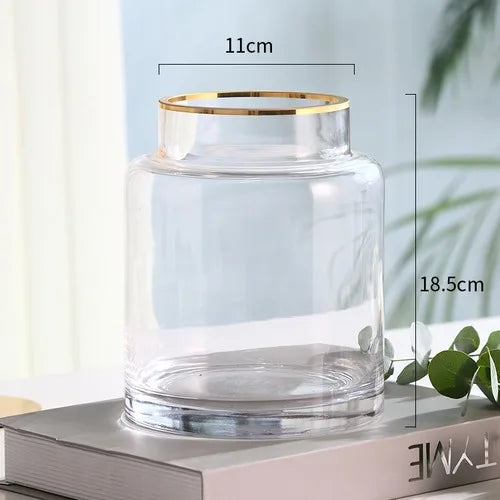 DecorBites™ Gold Glass Vase Hydroponic Plant Flowers Living Room Dining Table Decor