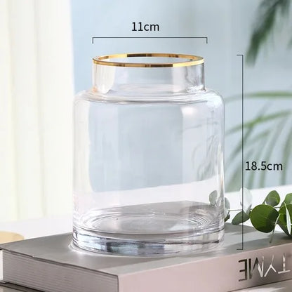 DecorBites™ Gold Glass Vase Hydroponic Plant Flowers Living Room Dining Table Decor