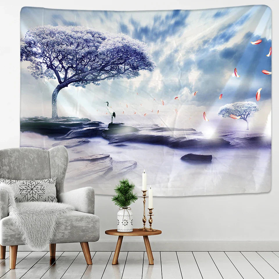 Decobites Tree Tapestry: Forest Starry Sky Hippie Wall Tapestries