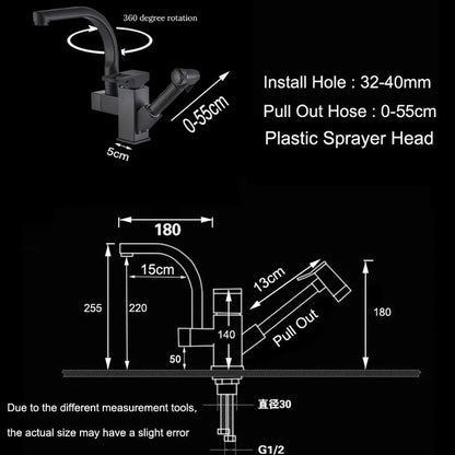 DecorBites™ Dual Spout Black Kitchen Faucet with Pull Out Spray Mixer