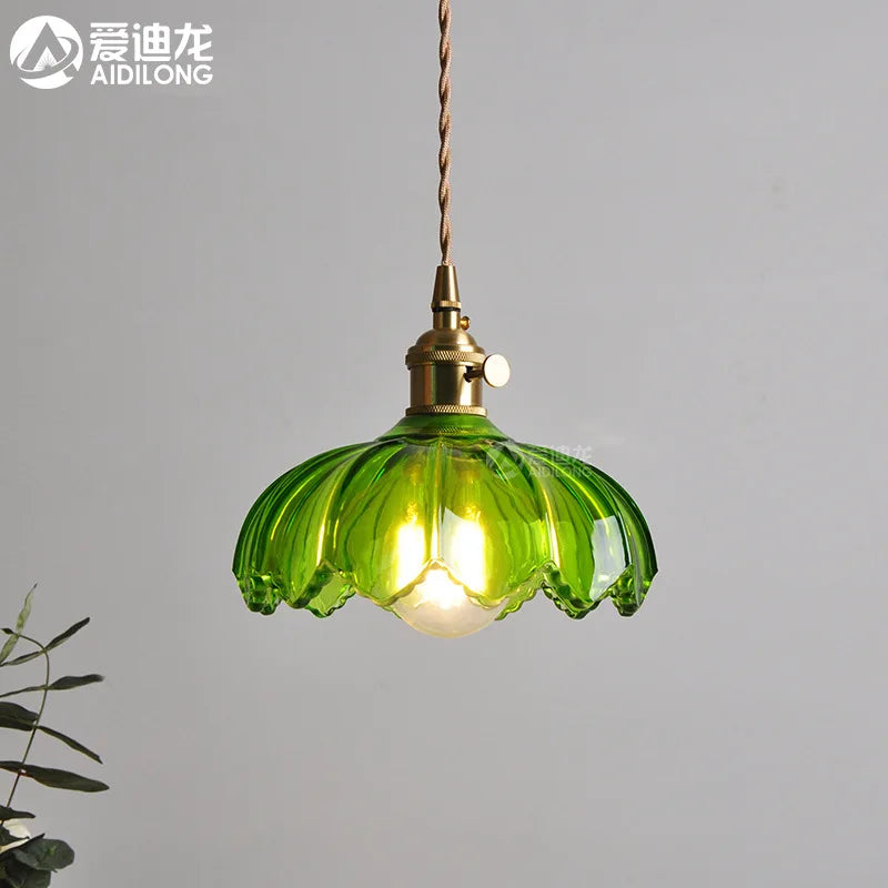 DecorBites™ Green Glass Hanging Lamp - Copper Nordic Modern Pendant Lights for Bedroom, Bar, Restaurant