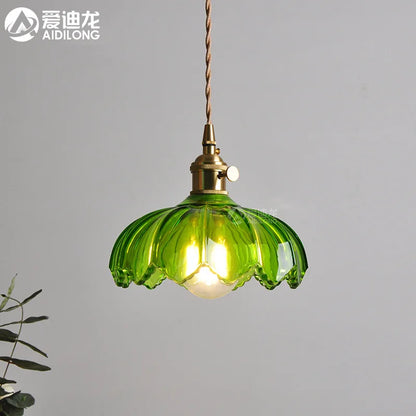 DecorBites™ Green Glass Hanging Lamp - Copper Nordic Modern Pendant Lights for Bedroom, Bar, Restaurant