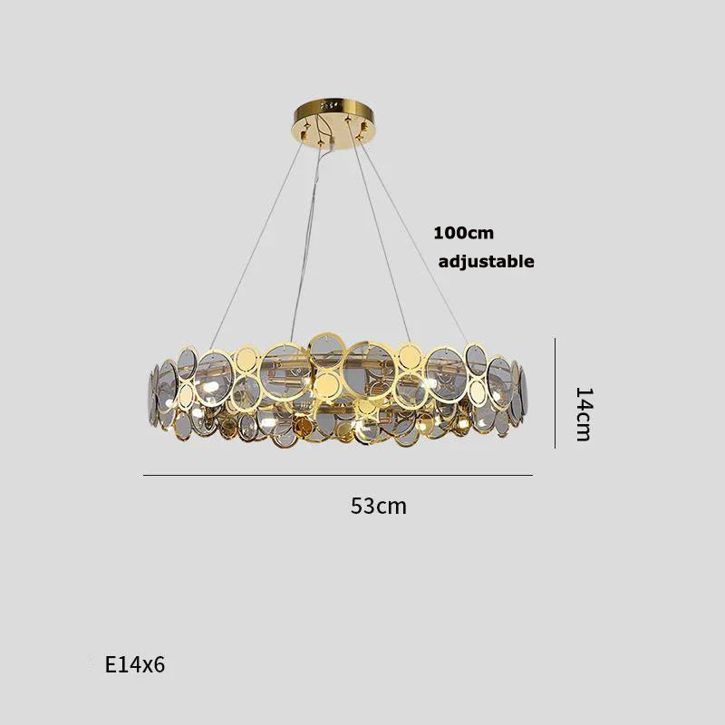 DecorBites™ Gold Iron Glass Chandelier Lighting for Dinning Room