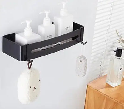 DecorBites™ Black Aluminum Bathroom Corner Shelf Wall Mounted Soap Dish Holder