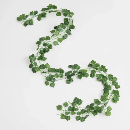 DecorBites™ Artificial Hanging Christmas Garland Green Silk Leaves for Home Wedding Garden