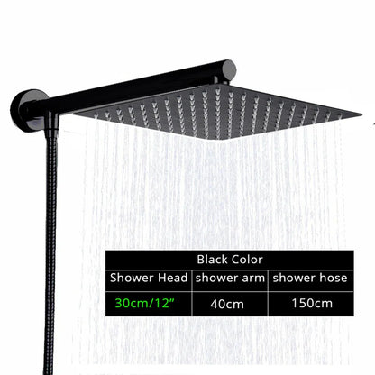 DecorBites™ Bright Chrome 8" Shower Head with 15" Arm and 59" Hose - Wall Mounted Rainfall