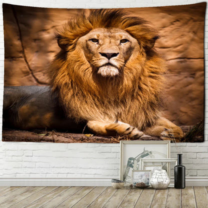 Decobites Majestic Lion Pattern Tapestry Art Wall Hanging Yoga Rug Bedroom Decor