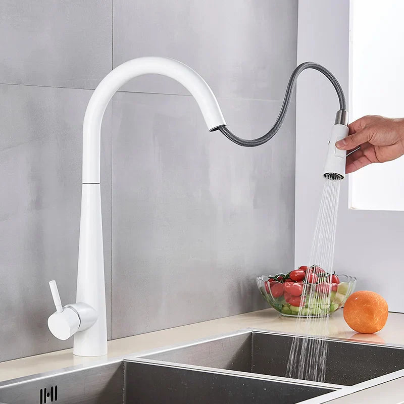 DecorBites™ Gold Swivel Kitchen Faucet with Pull Down Sprayer