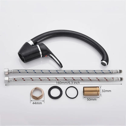 DecorBites™ Brass Black Kitchen Sink Faucet Single Handle Swivel Spout Mixer Tap