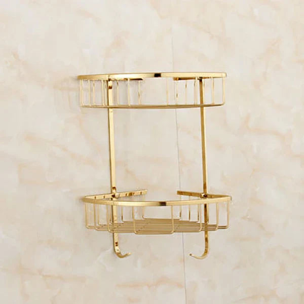 DecorBites™ Gold Bathroom Accessories Set: Shelf, Towel Rack, Holder, Brush Holder, Bath Hardware