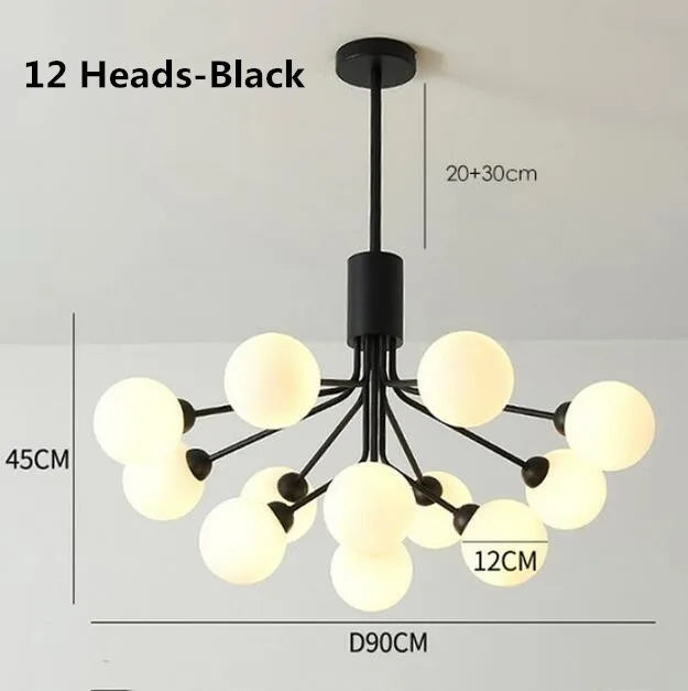 Lámpara de araña de bola de vidrio dorado Decorbites™: Iluminación LED de lujo para comedor, cocina, café