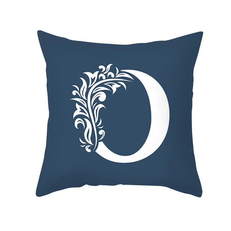 DecorBites™ Blue Letter Pillowcase Solid Color Fleece Sofa Cushion, 45x45CM