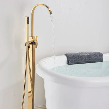 DecorBites™ Gold Freestanding Bathtub Faucet with Handshower