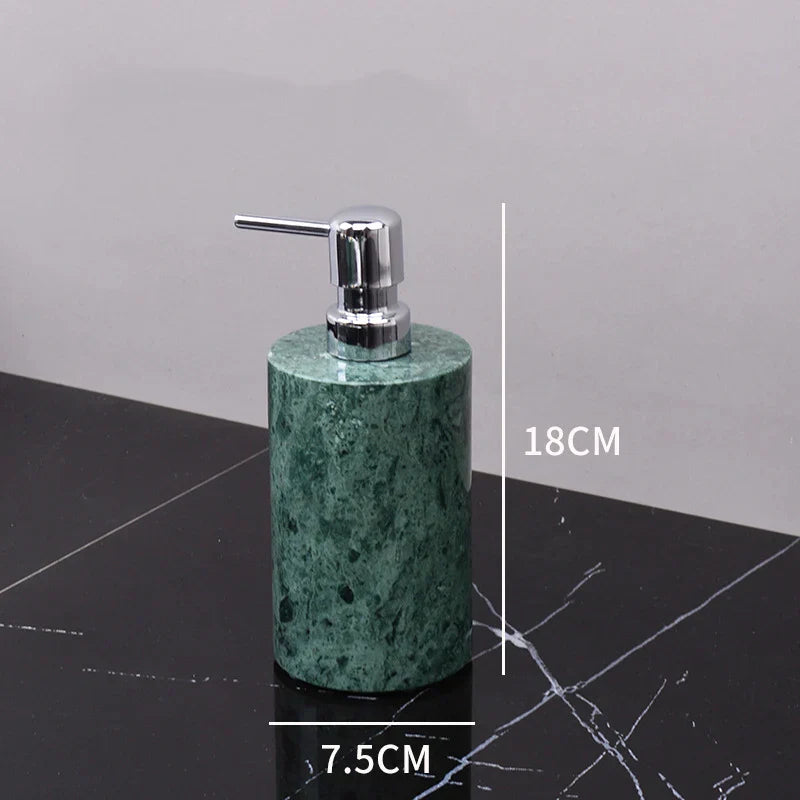 DecorBites™ Green Marble Bathroom Set: Dispenser, Dish, Holder, Tissue Box & Accessories