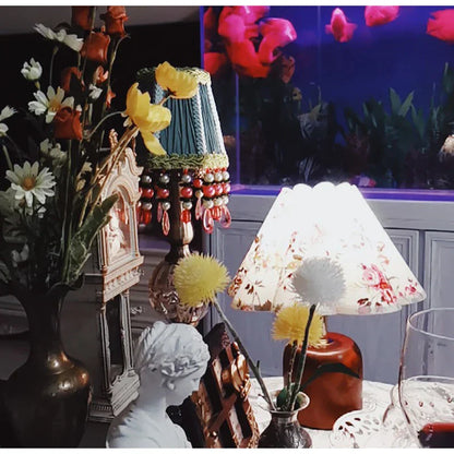 DecorBites™ Bohemia Style Emerald Green Cloth Lampshade with Tassels