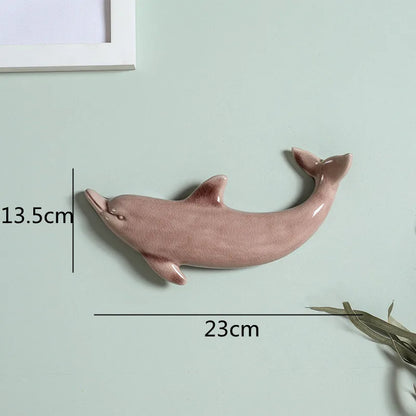 DecorBites™ Dolphin Fish Ocean Background Ceramic Wall Decoration for Children's Room