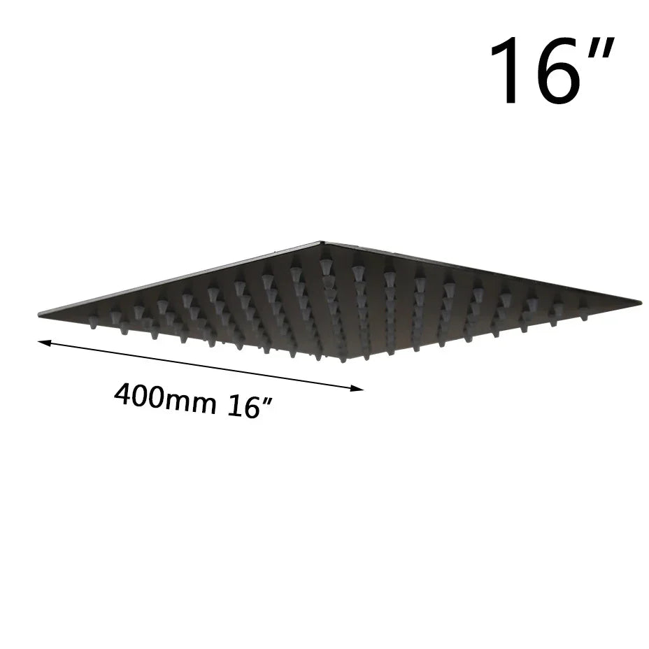 رأس دش مطري أسود رفيع للغاية من DecorBites™ مقاس 8-20 بوصة للحمام مع صنبور مطري مربع