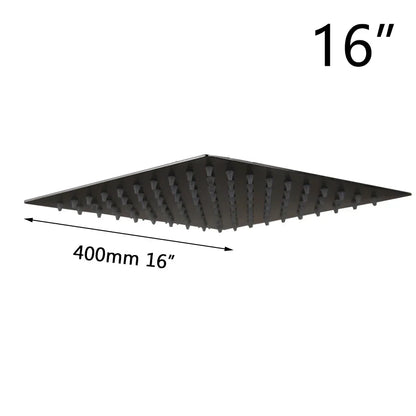 رأس دش مطري أسود رفيع للغاية من DecorBites™ مقاس 8-20 بوصة للحمام مع صنبور مطري مربع