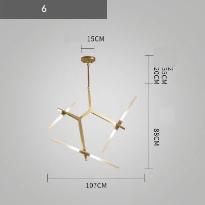 DecorBites™ Branch Suspension Pendant Light - Gold Black G9 LED Iron Glass Fixture