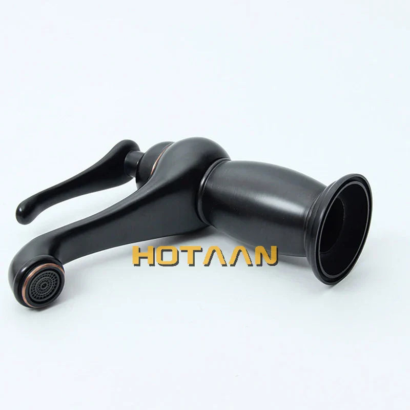 DecorBites™ Black Brass Bathroom Basin Faucet with Ceramic Mixer Tap