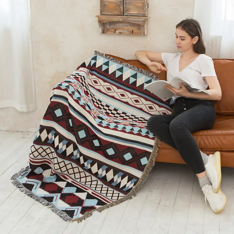DecorBites™ Knitted Nordic Plaid Blanket - Cozy Home Decor and Sofa Cover
