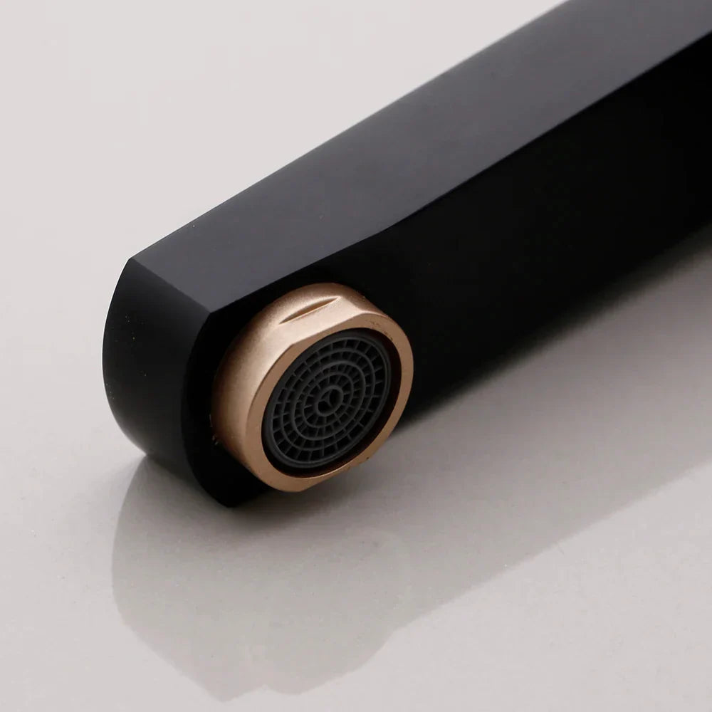 صنبور حمام DecorBites™ باللون الأسود الذهبي: صنبور خلاط حوض فاخر - نحاس وألومنيوم