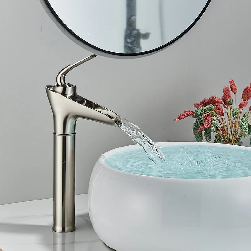 DecorBites™ Gold Waterfall Wine Glass Basin Faucet - Single Lever Bathroom Mixer