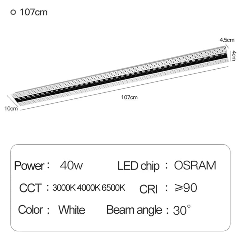 DecorBites™ Led Magnetic Downlight: Modern, Recessed, 90Ra, Indoor Ceiling Linear Grille Spot Lighting