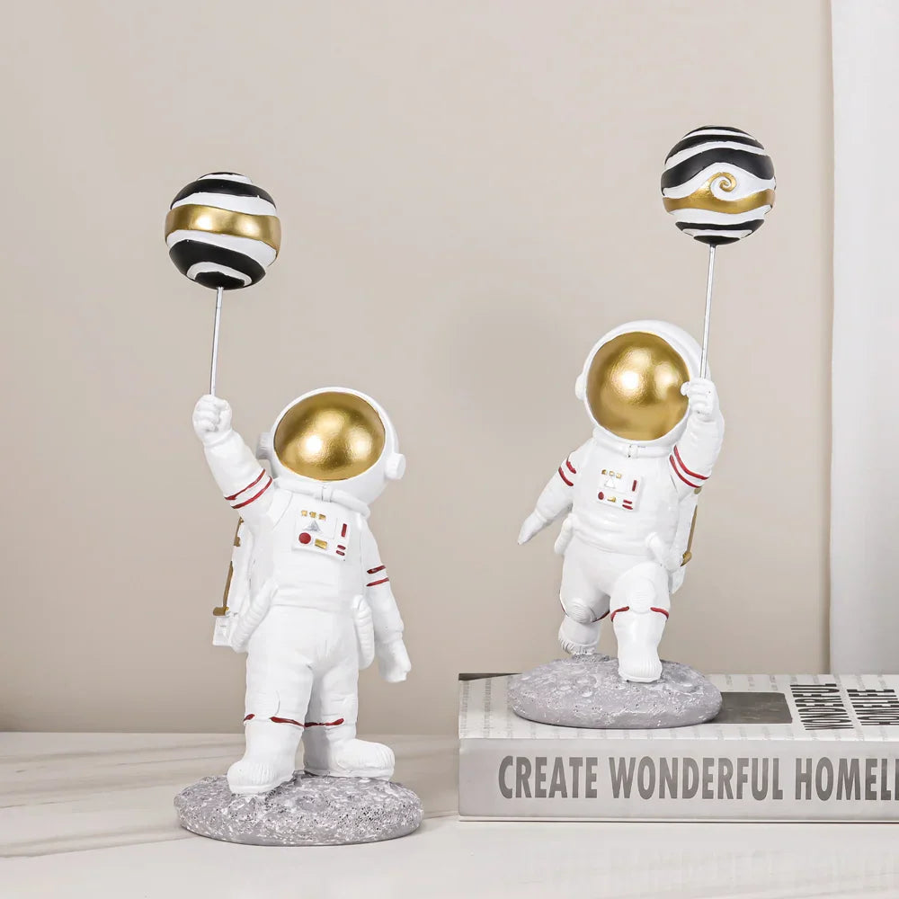 DecorBites™ Astronauts Figurines Gold Tabletop Decoration Creative Spaceman Figures