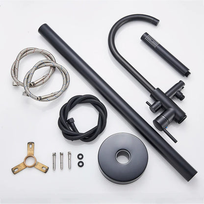 Juego de grifería para bañera independiente DecorBites™ de doble manija, color negro. Grifo mezclador de pie para bañera.