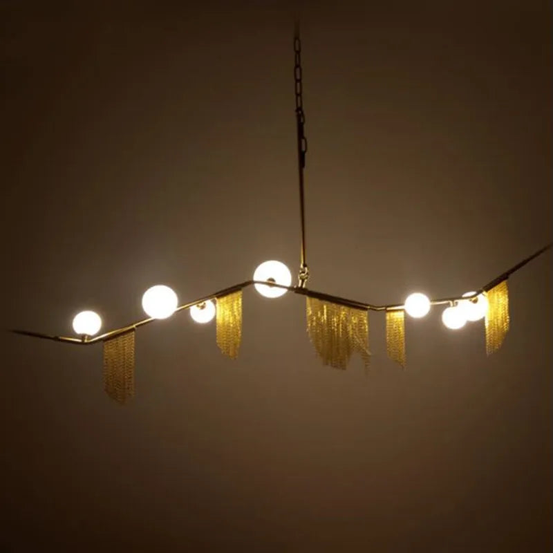 Chandelier de Burbujas Doradas Decorbites™ G9 LED con Borlas para Iluminación de Isla de Cocina