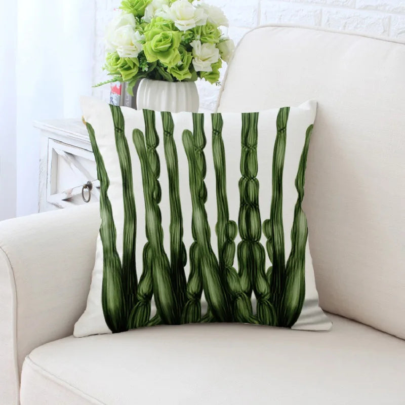 DecorBites™ Cactus Hand Painting Decorative Pillowcase for Sofa, Chair Cushion Home Decor