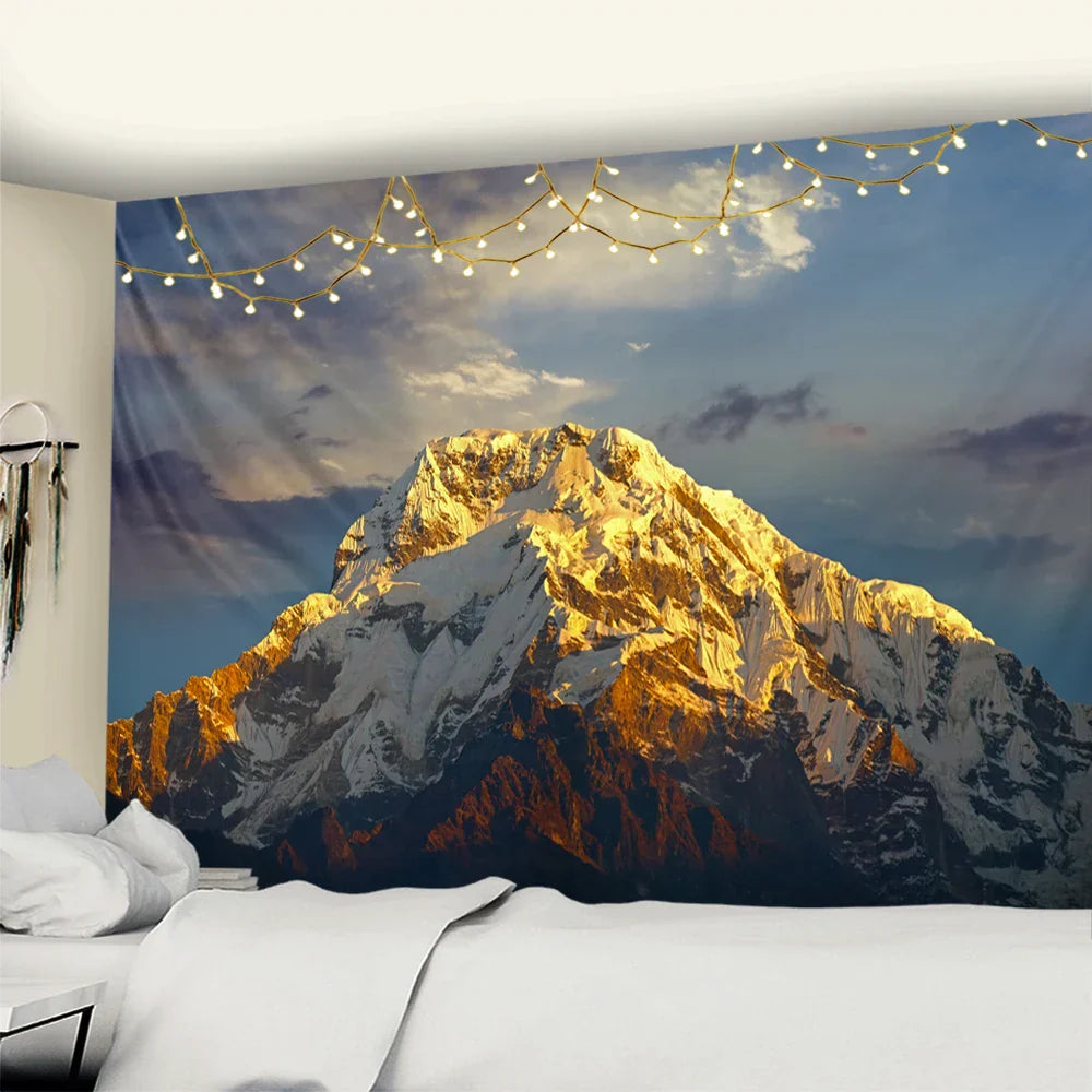 Mountain Peak Tapestry: Himalayas Scenery Wall Hanging by Decobites