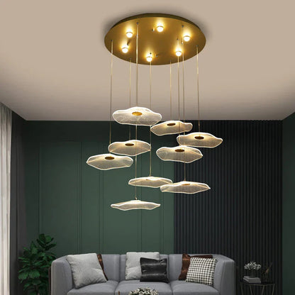 DecorBites™ Lotus Leaf Acrylic Nordic LED Chandelier for Restaurant Living Room Hotel Villa