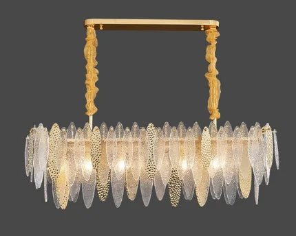 DecorBites™ LED Glass Metal Leaf Chandelier: Luxury Postmodern Lighting for Home Decor, Bedroom, Living Room