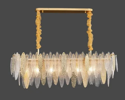 DecorBites™ LED Glass Metal Leaf Chandelier: Luxury Postmodern Lighting for Home Decor, Bedroom, Living Room