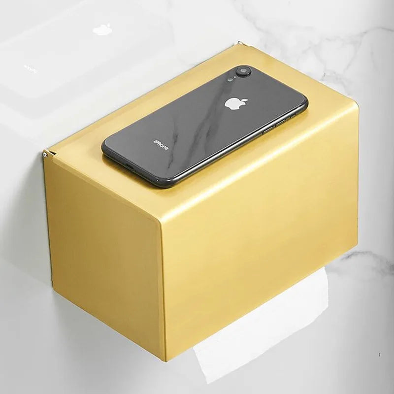 DecorBites™ Brushed Gold Aluminum Toilet Paper Holder