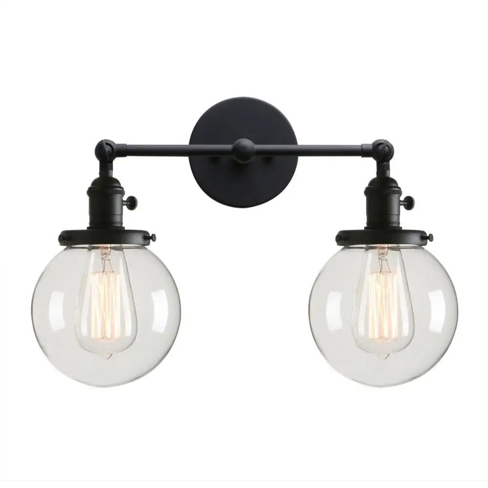 DecorBites™ Double Ball Heads Globe Glass Wall Sconce, Modern Vintage Indoor Lighting