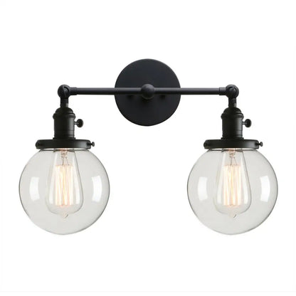 DecorBites™ Double Ball Heads Globe Glass Wall Sconce, Modern Vintage Indoor Lighting