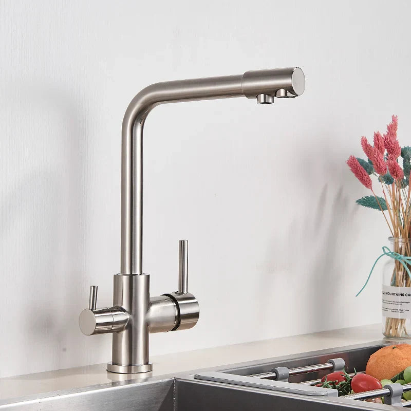 صنبور مطبخ أسود من DecorBites™ مع خاصية تنقية المياه الدوارة