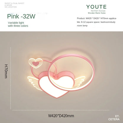 DecorBites™ Heart Shape LED Ceiling Light for Girls Room, Bedroom, or Children's Room