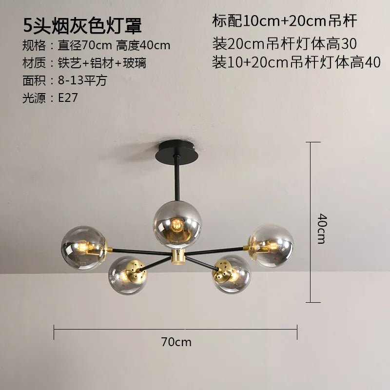 Lámpara de araña LED con bola de cristal DecorBites™ - Luminarias modernas para interiores, ideales para sala de estar y dormitorio.